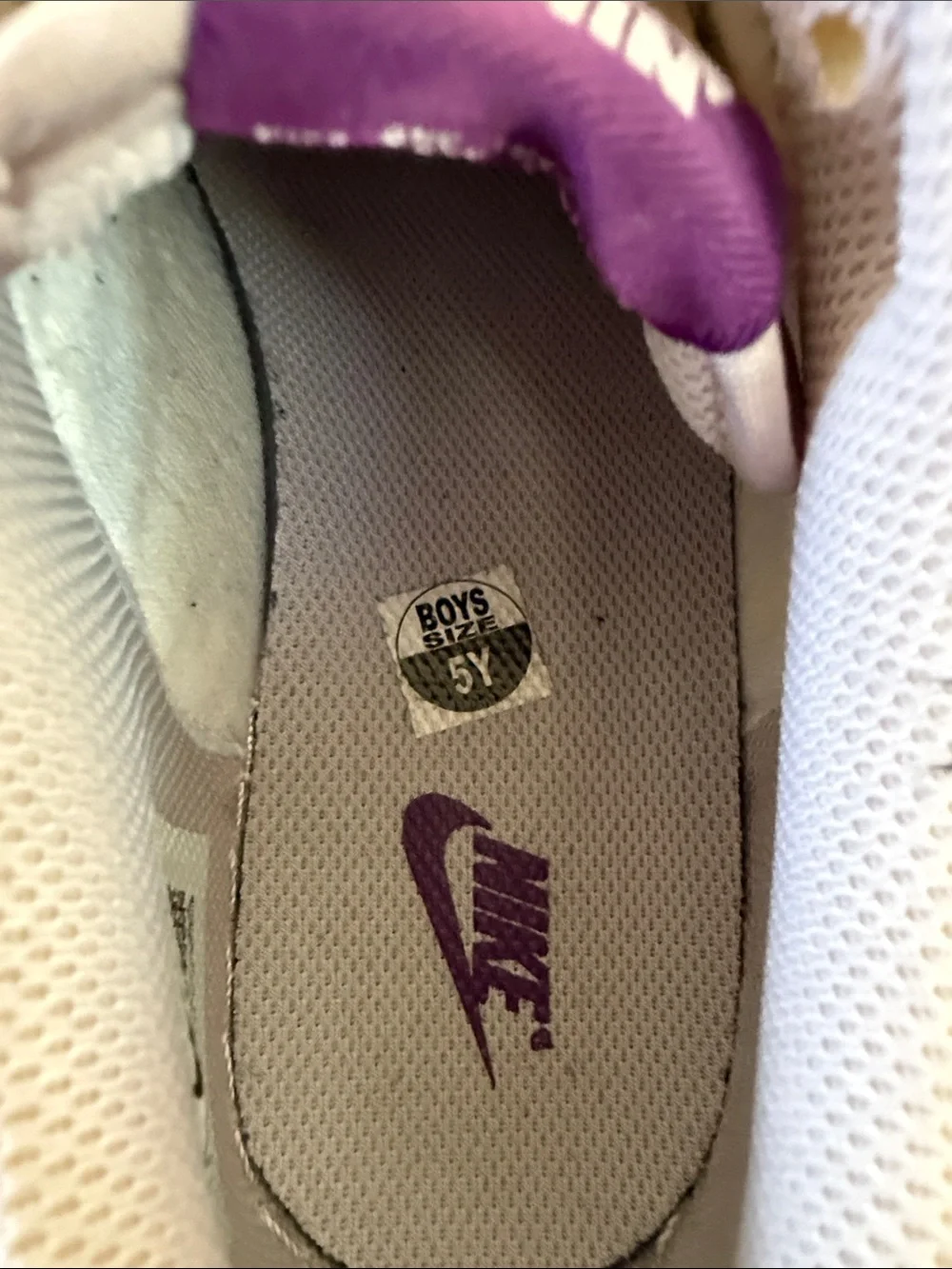 Nike Dunk Low-Top Sneakers in White, Mauve, and Purple Accents